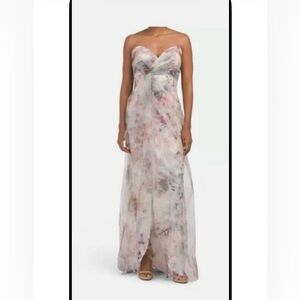 Rene Ruiz Floral Strapless Evening Gown